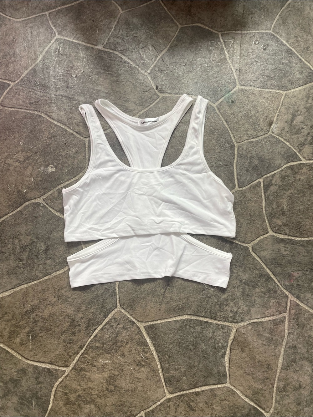White Racerback Seamless Crop Bra - Unbranded